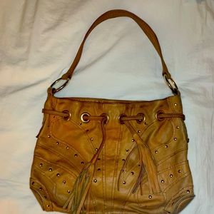 Bulga leather cognac shoulder bag